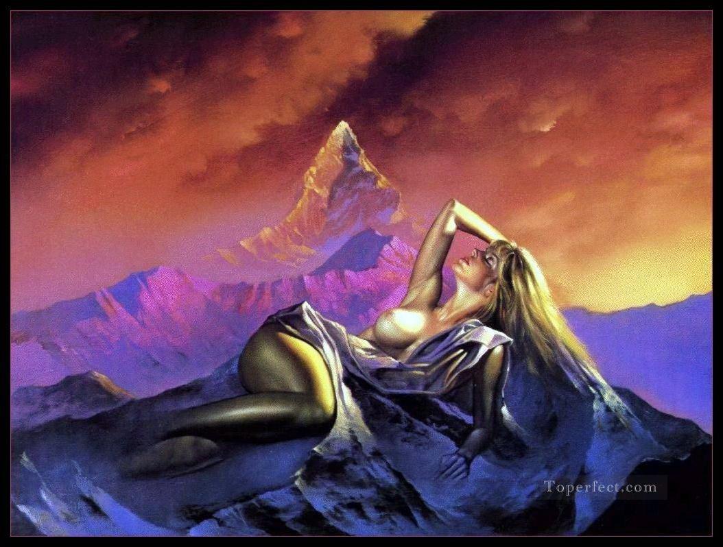 Femme montagne Fantasy Oil Paintings